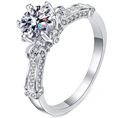 ***COI Sterling Silver 925 1 Carat Moissanite Solitaire Ring-01115AA