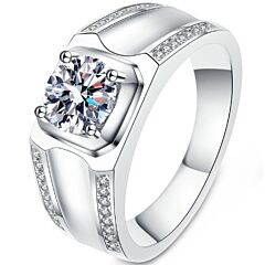 ***COI Sterling Silver 925 1 Carat Moissanite Solitaire Ring-01117AA