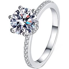 ***COI Sterling Silver 925 2 Carat Moissanite Solitaire Ring-01119AA