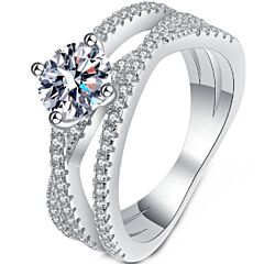 ***COI Sterling Silver 925 1 Carat Solitaire Moissanite Ring-01122AA