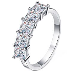 ***COI Sterling Silver 925 2 Carat Princess Cut Five Moissanite Ring-01123AA