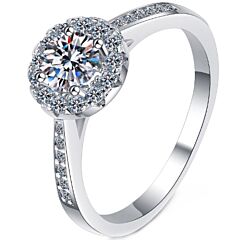 ***COI Sterling Silver 925 1 Carat Moissanite Solitaire Ring-01127AA