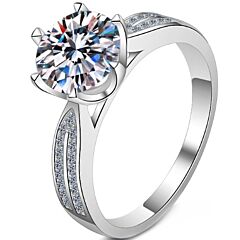 ***COI Sterling Silver 925 1 Carat Moissanite Solitaire Ring-01129AA