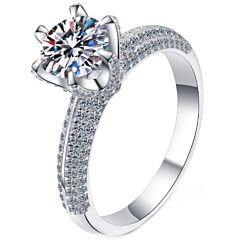 ***COI Sterling Silver 925 1 Carat Moissanite Solitaire Ring-01131AA