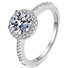 ***COI Sterling Silver 925 1 Carat Moissanite Solitaire Ring-01133AA