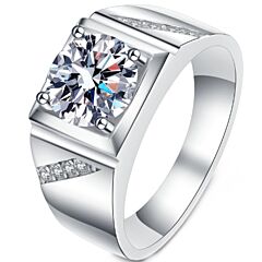 ***COI Sterling Silver 925 1 Carat Moissanite Solitaire Ring-01134AA