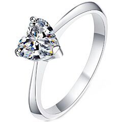 ***COI Sterling Silver 925 1 Carat Heart Moissanite Solitaire Ring-01135AA