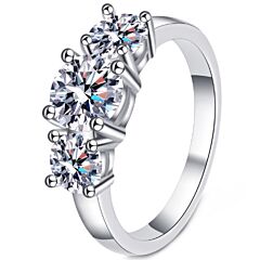 ***COI Sterling Silver 925 2 Carat 3 Moissanite Ring-01136AA