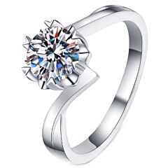 ***COI Sterling Silver 925 1 Carat Moissanite Solitaire Ring-01139AA