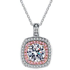 ***COI Sterling Silver Rose Silver 1 Carat Moissanite Solitaire Pendant-01142AA