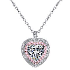 ***COI Sterling Silver 925 Rose Silver 1 Carat Heart Moissanite Solitaire Pendant-01143AA