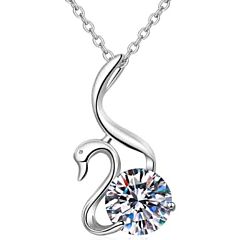 ***COI Sterling Silver 925 2 Carat Moissanite Solitaire Swan Pendant-01148AA