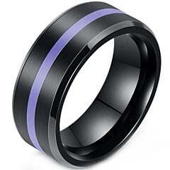 ***COI Titanium Black Purple Beveled Edges Ring-01150AA