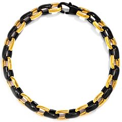***COI Titanium Black Gold Tone Bracelet With Steel Clasp(Length: 8.07 inches)-01159AA