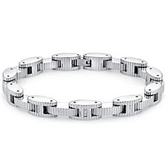 ***COI Titanium Black/Gold Tone/Silver Cubic Zirconia Bracelet With Steel Clasp(Length: 9.06 inches)-01163AA
