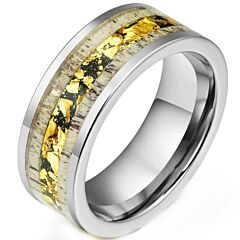 ***COI Titanium Deer Antler Meteorite & Gold Foil Ring-01170AA