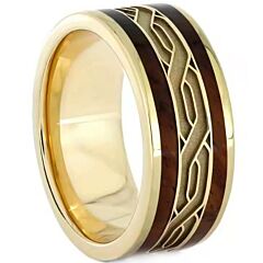 ***COI Gold Tone Titanium Celtic Knots & Wood Ring-01178AA