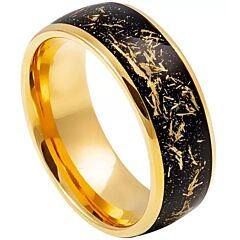 ***COI Gold Tone Tungsten Carbide Dome Court Ring With Meteorite & Gold Foil-01205AA