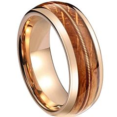 ***COI Rose Titanium Koa Wood Wire Dome Court Ring-01215AA