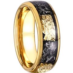 ***COI Gold Tone Titanium Dome Court Ring With Meteorite & Gold Foil-01219AA