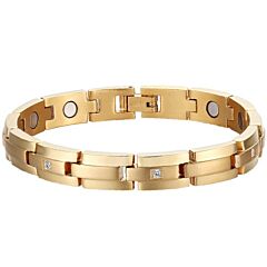 ***COI Gold Tone Titanium Cubic Zirconia Bracelet With Steel Clasp(Length: 8.27 inches)-01222AA