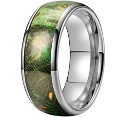 ***COI Titanium Green Koa Wood Dome Court Ring-01235AA