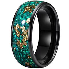 ***COI Black Titanium Crushed Opal & Gold Foil Dome Court Ring-01237AA