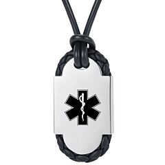 ***COI Titanium Black Silver/Gold Tone Silver/Black Medical Alert Pendant-01242AA