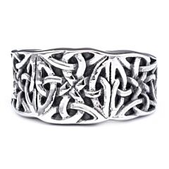 ***COI Titanium Black Silver Trinity Knots Celtic Ring-01260AA