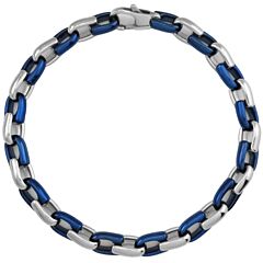 ***COI Titanium Blue Silver/Black Blue/Black Gold Tone Bracelet With Steel Clasp(Length: 8.07 inches)-01263AA