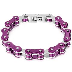 ***COI Titanium Purple Silver Bracelet With Steel Clasp(Length: 8.46 inches)-01266AA