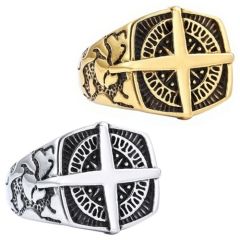 ***COI Titanium Black Gold Tone/Silver Compass Ring-01272AA