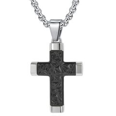 ***COI Titanium Black/Gold Tone Silver Cross Pendant-01277AA