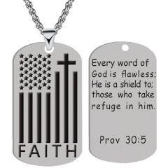 ***COI Titanium Black/Gold Tone/Silver Cross & Prayer Tag Pendant-01279AA