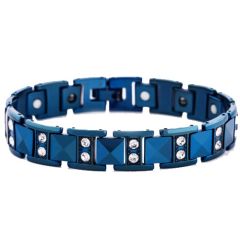***COI Titanium Blue/Gold Tone/Rose Cubic Zirconia Bracelet With Steel Clasp(Length: 8.27 inches)-01285AA