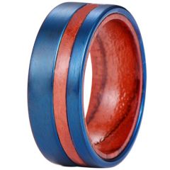 ***COI Blue Tungsten Carbide Ring With Wood-01291AA