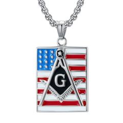 ***COI Titanium Blue Red Silver/Gold Tone Masonic Freemason Pendant-01292AA