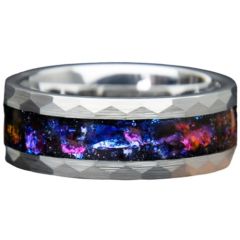 ***COI Titanium Faceted Ring With Meteorite-01297AA