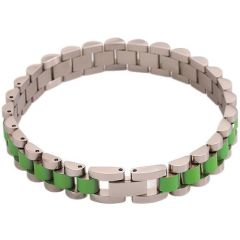 ***COI Titanium Black/Red/Green/Purple/Pink/White/Blue Silver Bracelet With Steel Clasp(Length: 8.27 inches)-01319AA