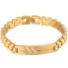 ***COI Titanium Black/Gold Tone/Silver Cubic Zirconia Bracelet With Steel Clasp(Length: 8.27 inches)-01320AA