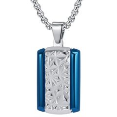 ***COI Titanium Black/Blue Silver Floral Pendant-01328AA