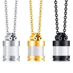 ***COI Titanium Black/Silver/Gold Tone Cremation Pendant For Ashes of Pets and People-01353AA