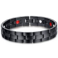 ***COI Black Titanium Bracelet With Steel Clasp(Length: 8.46 inches)-01355AA