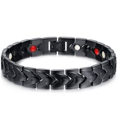***COI Black Titanium Bracelet With Steel Clasp(Length: 8.46 inches)-01356AA