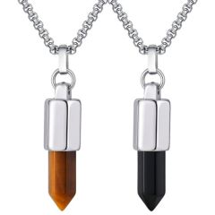 ***COI Titanium Pendant With Tiger Eye/Black Onyx-01386AA