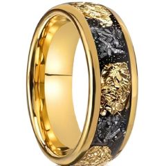 ***COI Gold Tone Titanium Meteorite & Gold Foil Dome Court Ring-01435AA