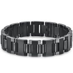 ***COI Black Tungsten Carbide Bracelet With Steel Clasp(Length: 8.27 inches)-01473AA