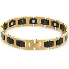 ***COI Tungsten Carbide Black/Silver/Gold Tone Black Bracelet With Steel Clasp(Length: 8.46 inches)-01474AA
