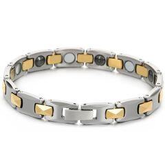 ***COI Tungsten Carbide Black/Silver/Gold Tone Silver Bracelet With Steel Clasp(Length: 7.09 inches)-01476AA