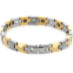 ***COI Tungsten Carbide Black/Silver/Gold Tone Silver Bracelet With Steel Clasp(Length: 7.48 inches)-01477AA